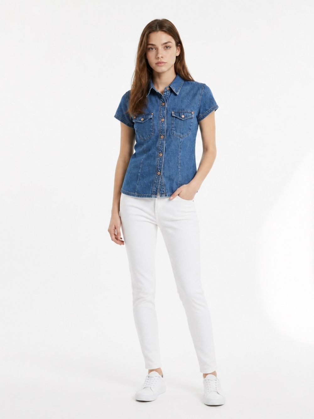 Vintage Brody Jeans Denim Short-Sleeve Button-Down Shirt